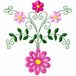 Flowers And Tree Embroidery Design 1